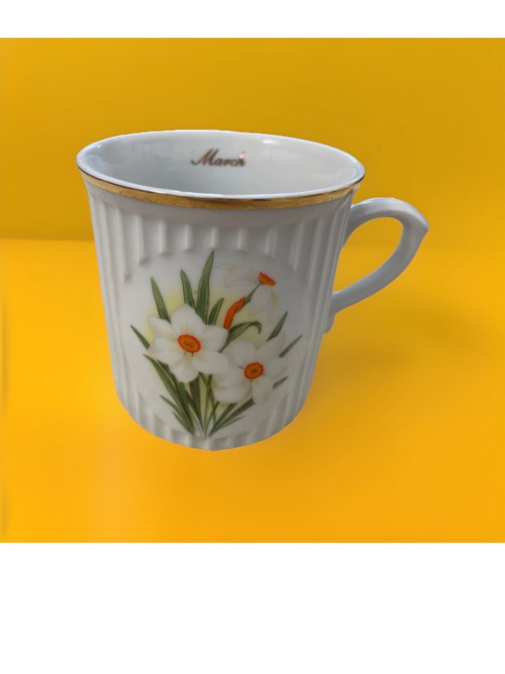 Original Bohemia Flower Of The Month MARCH JONQUIL Coffee Mug Cup Czech